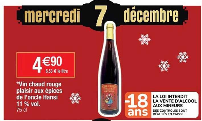 vin chaud rouge plaisir aux épices de l'oncle hansi 11% vol.