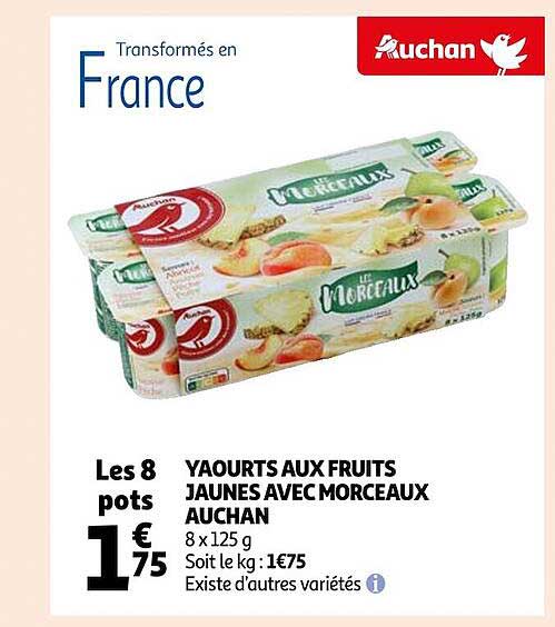 Yaourts Aux Fruits Jaunes Avec Morceaux Auchan