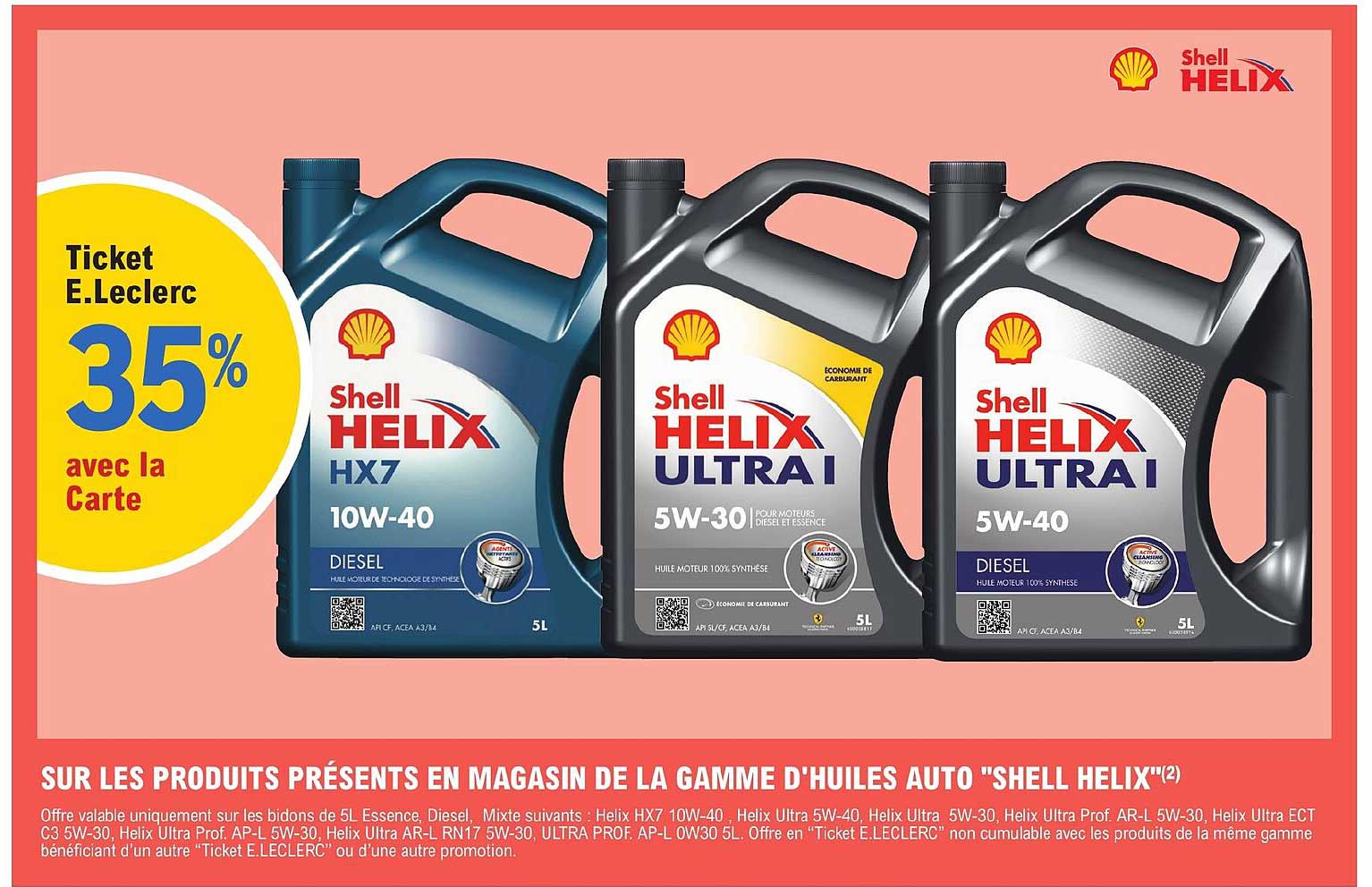 la gamme d'huiles auto "shell helix"