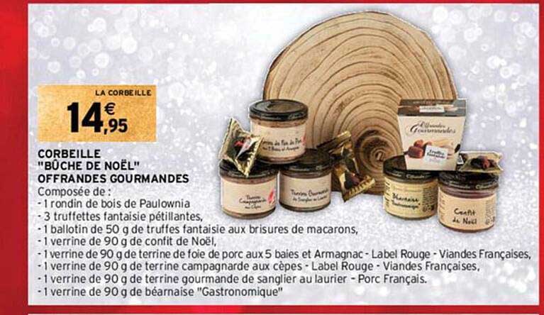 corbeille "bûche de noël" offrandes gourmandes