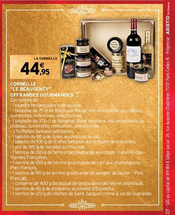 corbeille "le beaugency" offrandes gourmandes
