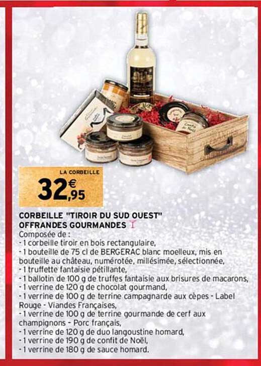 corbeille "tiroir du sud ouest" offrandes gourmandes