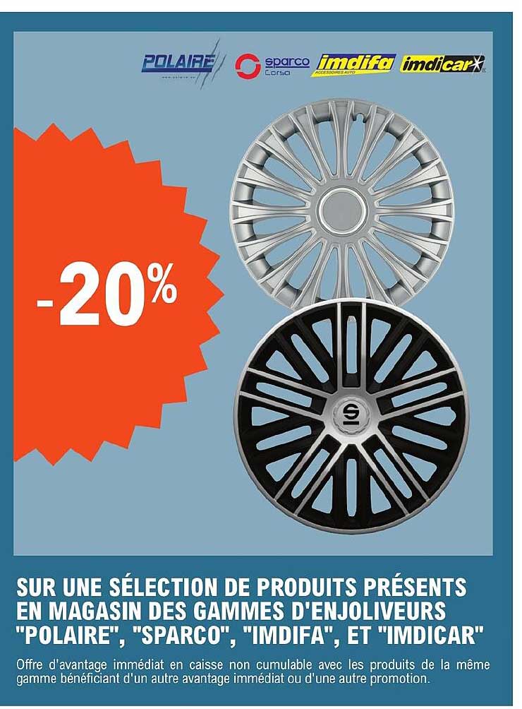 des gammes d'enjoliveurs "polaire", "sparco", "imdifa", et "imdicar"