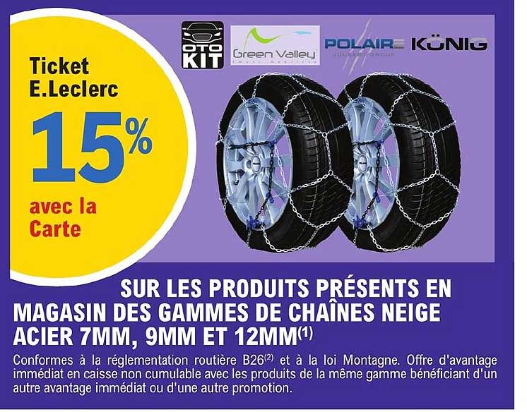 des gammes de chaînes neige acier 7mm, 9mm et 12mm