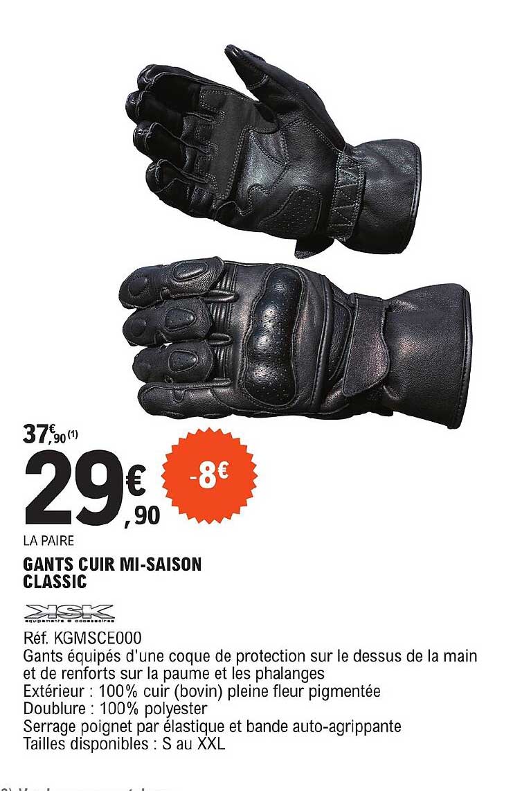 gants cuir mi-saison classic