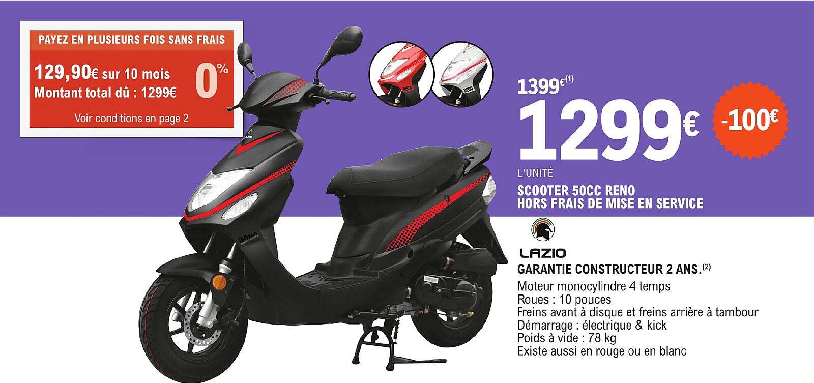 scooter 50cc reno hors frais de mise en service lazio