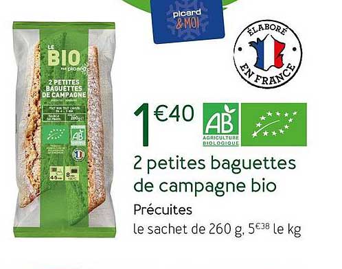 2 petites baguettes de campagne bio