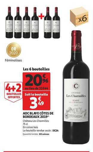 aoc blaye côte de bordeaux 2019 château les charmilles