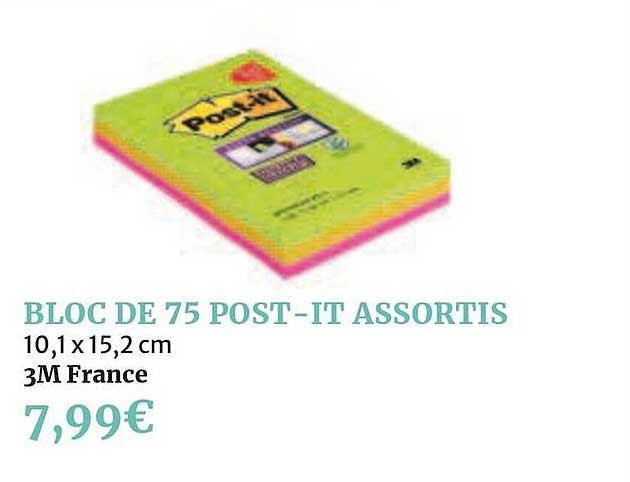 bloc de 75 post it assortis