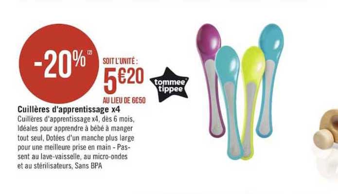 cuillères d'apprentissage x4 temmee tippee