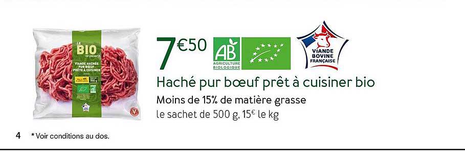 haché pur boeuf prêt à cuisiner bio