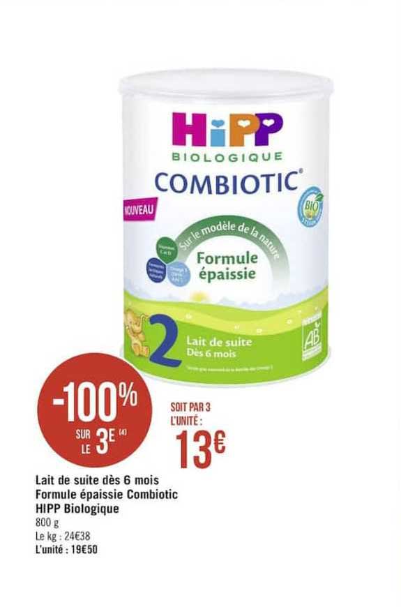 lait de suite dès 6 mois formule épaissie combiotic hipp biologique