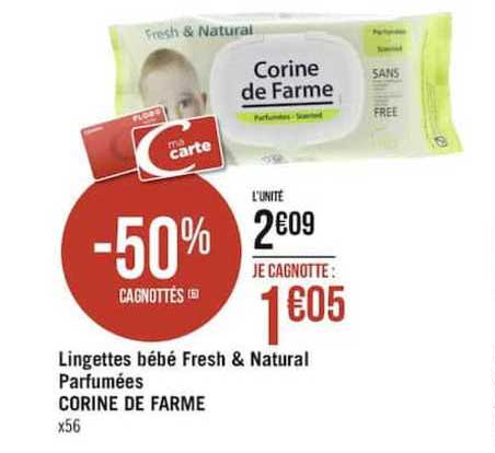 Lingettes Bébé Fresh & Natural Parfumées Corine De Farme