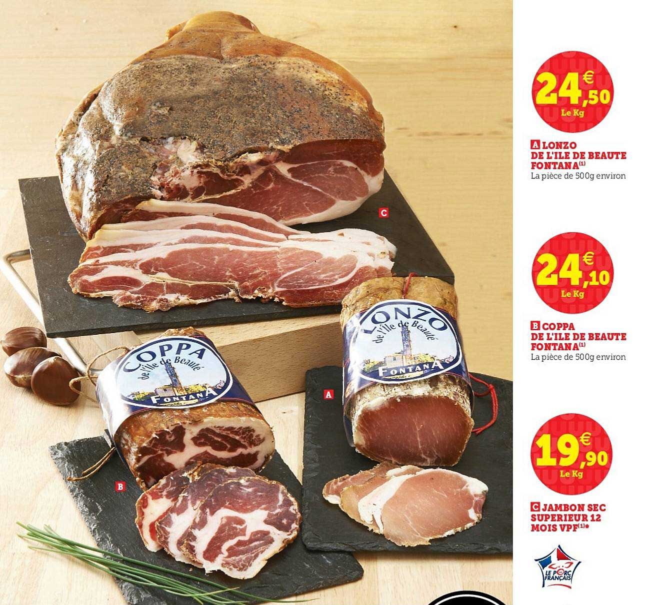 lonzo de l'ile de beauté fontana, coppa de l'ile de beauté fontana, jambon sec supérieur 12 mois vpf