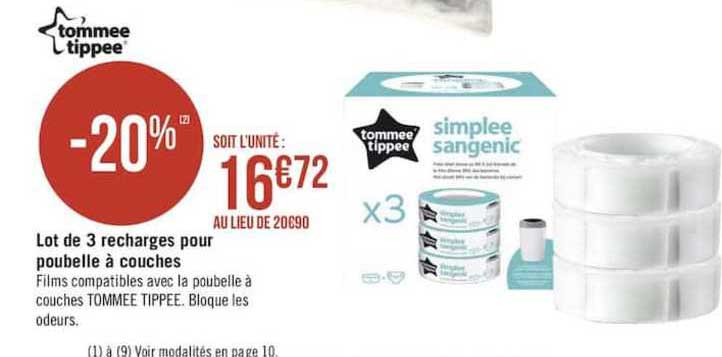 lot de 3 recharges pour poubelle à couches tommee tippee
