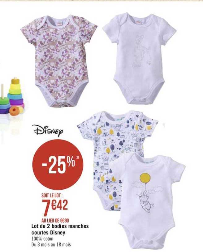 lot de bodies manches courtes disney