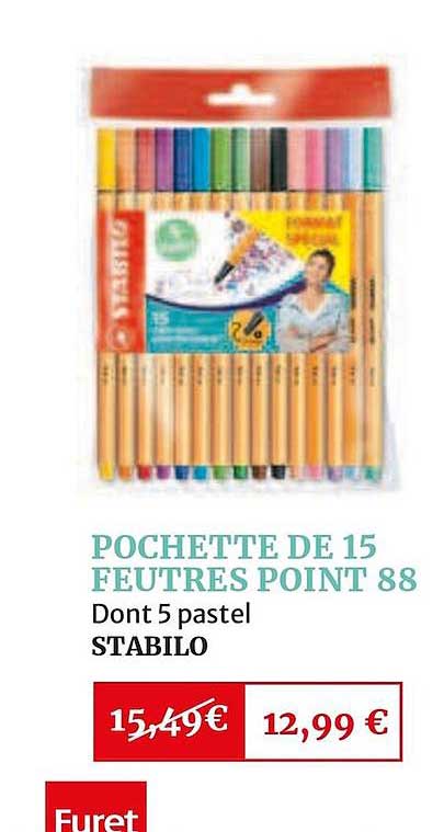pochette de 15 feutres point 88