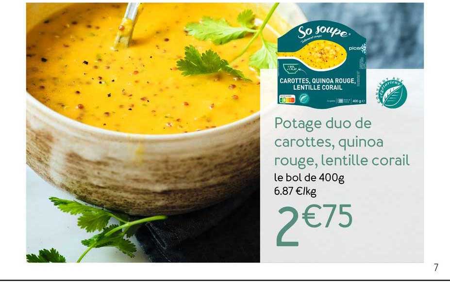 Potage Duo De Carottes, Quinoa Rouge, Lentille Corail So Soupe