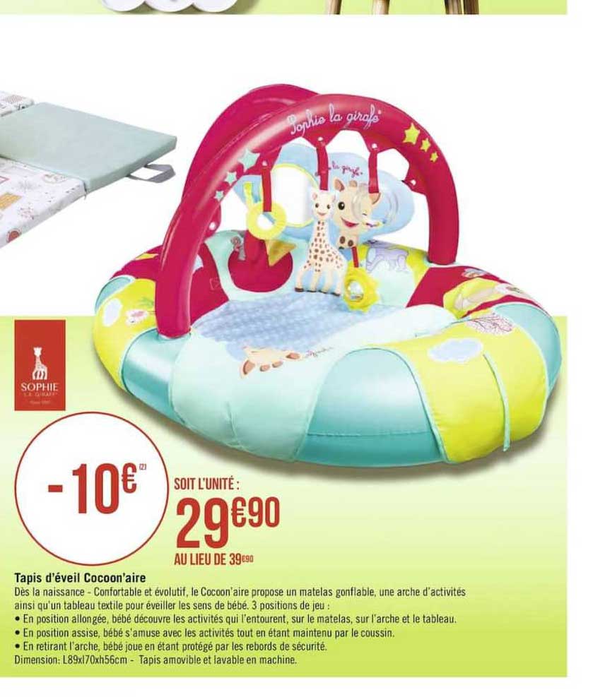 tapis d'éveil cocoon'aire sophie la girafe