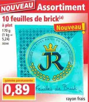 10 feuilles de brick à plat