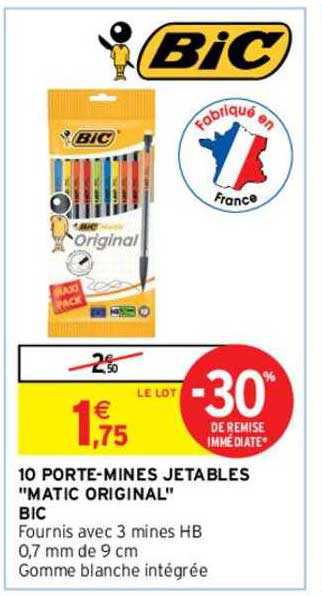 10 porte-mines jetables "matic original" bic