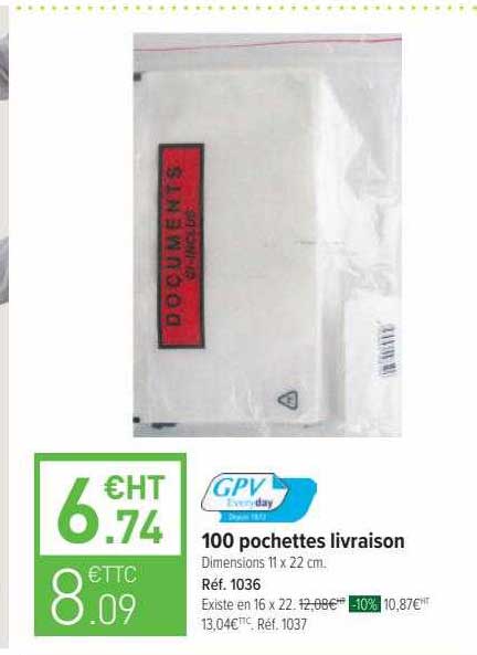 100 pochettes livraison