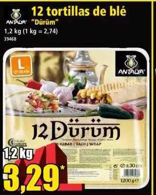 12 tortillas de blé "dürüm" antalya