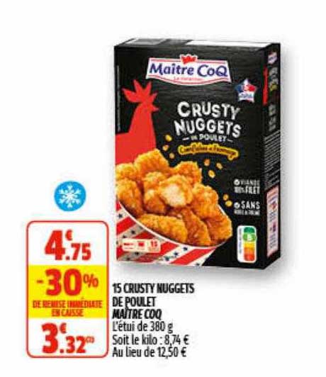 15 crusty nuggets de poulet maître coq