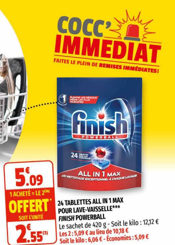 24 tablettes all in 1 max pour lave-vaisselle*** finish powerball