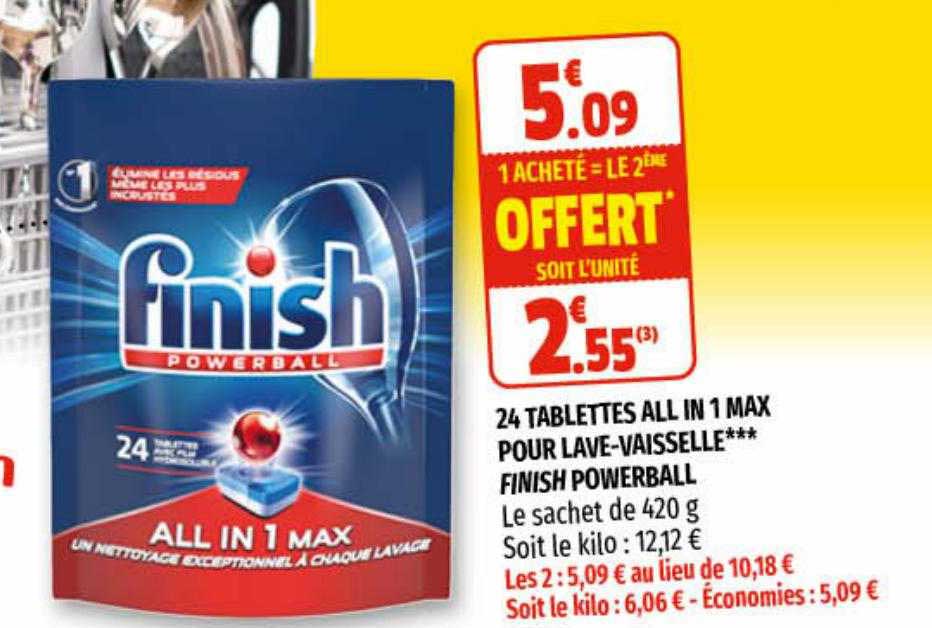 24 tablettes all in 1 max pour lave-vaisselle*** finish powerball