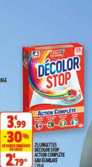 25 lingettes décolor stop action complète eau écarlate