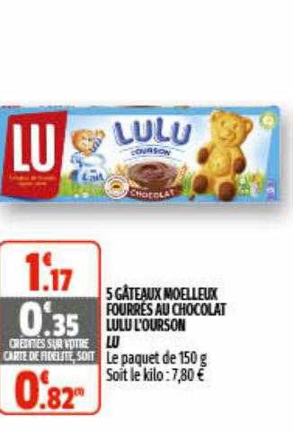 5 Gâteaux Moelleux Fourrés Au Chocolat Lulu L'ourson Lu