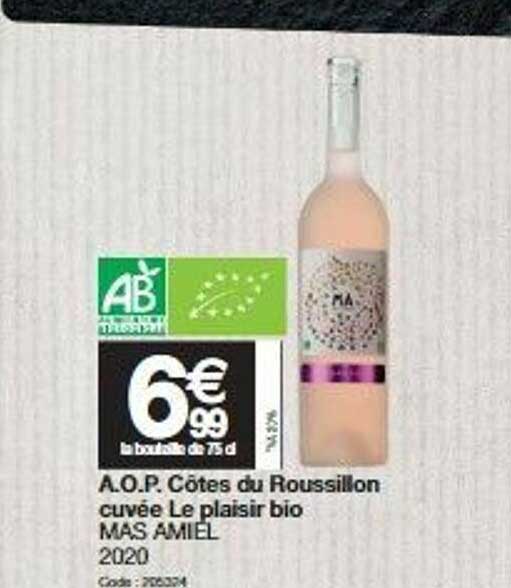 a.o.p. côtes du roussillon cuvée le plaisir bio mas amiel 2020