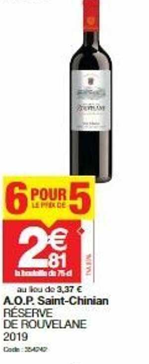 a.o.p. saint-chinian réserve de rouvelane 2019