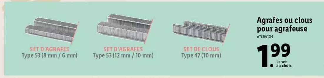 agrafes ou clous pour agrafeuse