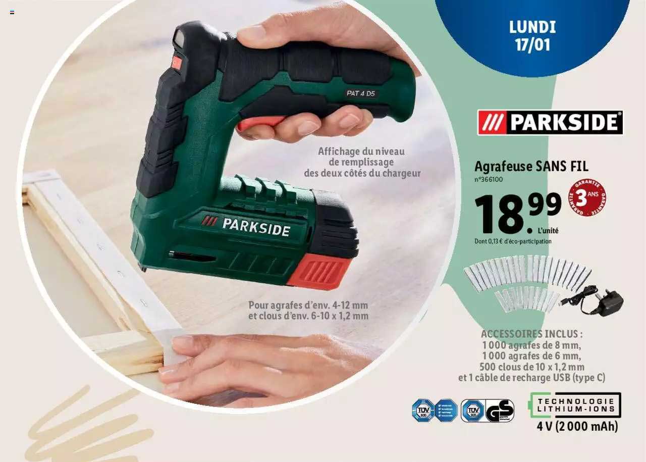 Agrafeuse Sans Fil Parkside
