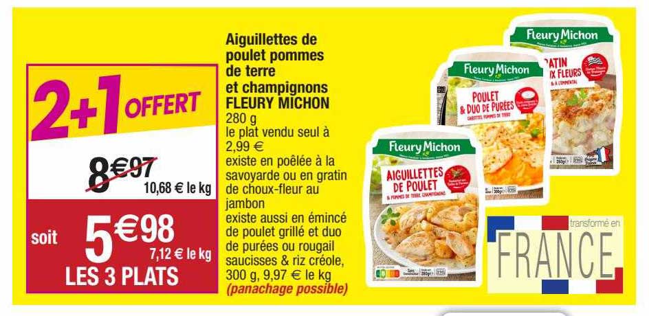 aiguillettes de poulet pommes de terre et champignons fleury michon