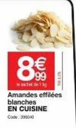 amandes effilées blanches en cuisine