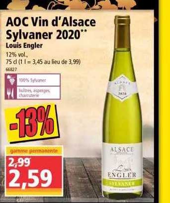 aoc vin d'alsace sylvaner 2020** louis engler