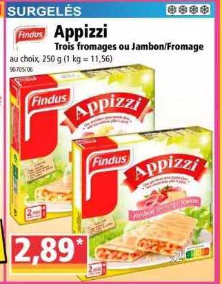 appezzi trois fromages ou jambon-fromage findus