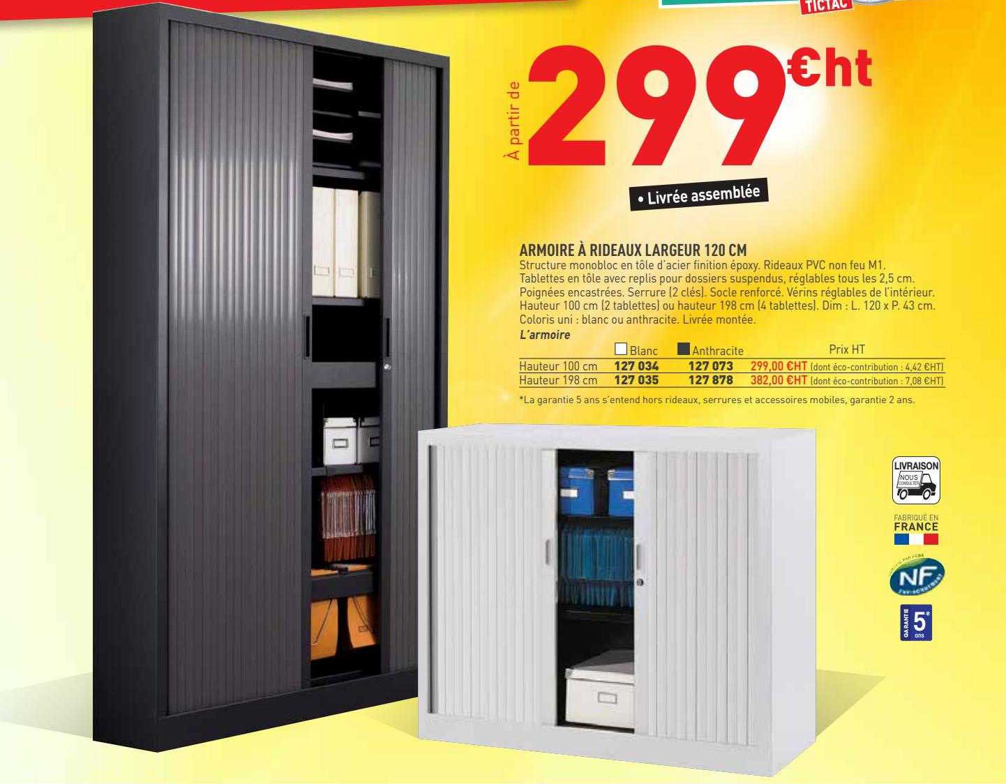 armoire à rideaux largeur 120 cm