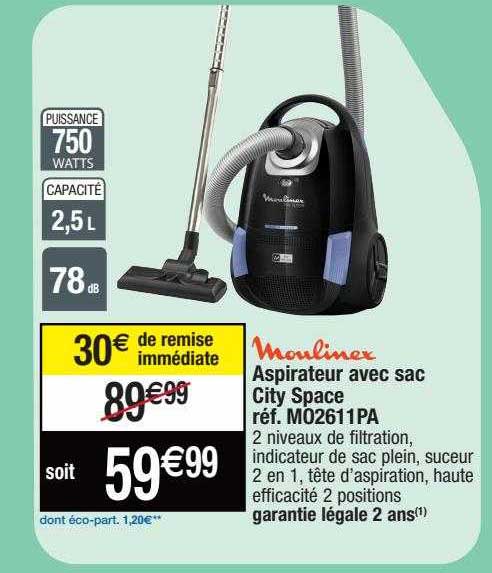 Aspirateur Avec Sac City Space Moulinex
