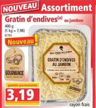 assortiment gratin d'endives au jambon