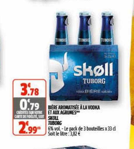 bière aromatisée à la vodka et aux agrumes skoll tuborg