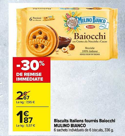 biscuits italiens fourrés baiocchi mulino bianco