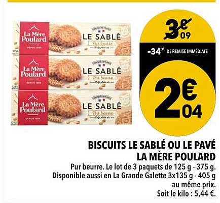 biscuits le sablé ou le pavé la mère poulard