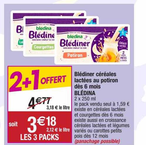 blédiner céréales lactées au potiron dès 6 mois blédina
