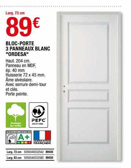 bloc-porte 3 panneaux blanc "ordesa"