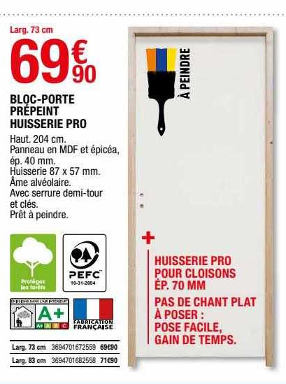 bloc-porte prépeint huisserie pro