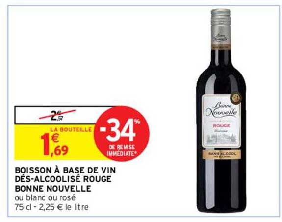 boisson à base de vin dés-alcoolisé rouge bonne nouvelle